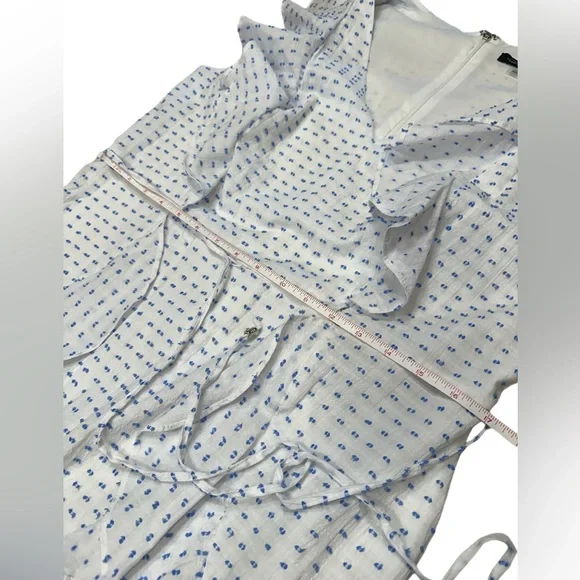 Tommy Hilfiger White and Blue Ruffled Sleeveless Dress - Picture 5 of 16